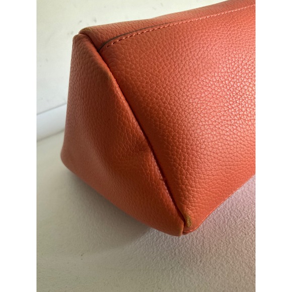 Nanette Lepore Coral Orange Pebbled Leather Bag Shoulder Purse Gold Hardware - Picture 8 of 8